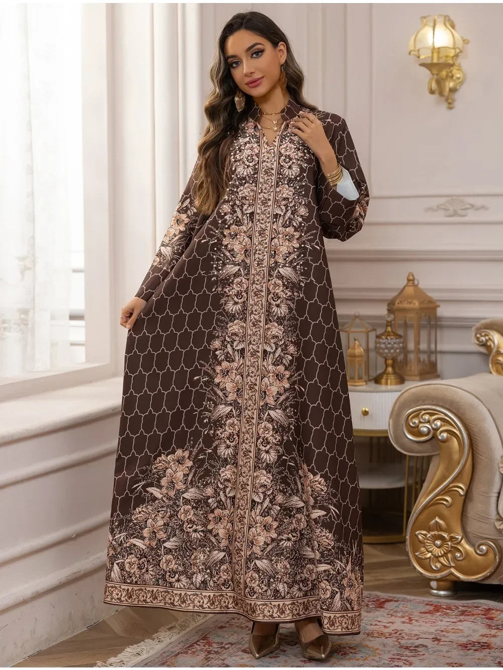 Muslim Dress Women Abaya Eid Diamond Party Dresses Arab Long Robe Print Abayas Dubai Morocco Kaftan Islam Jalabiya Vestidos 2026
