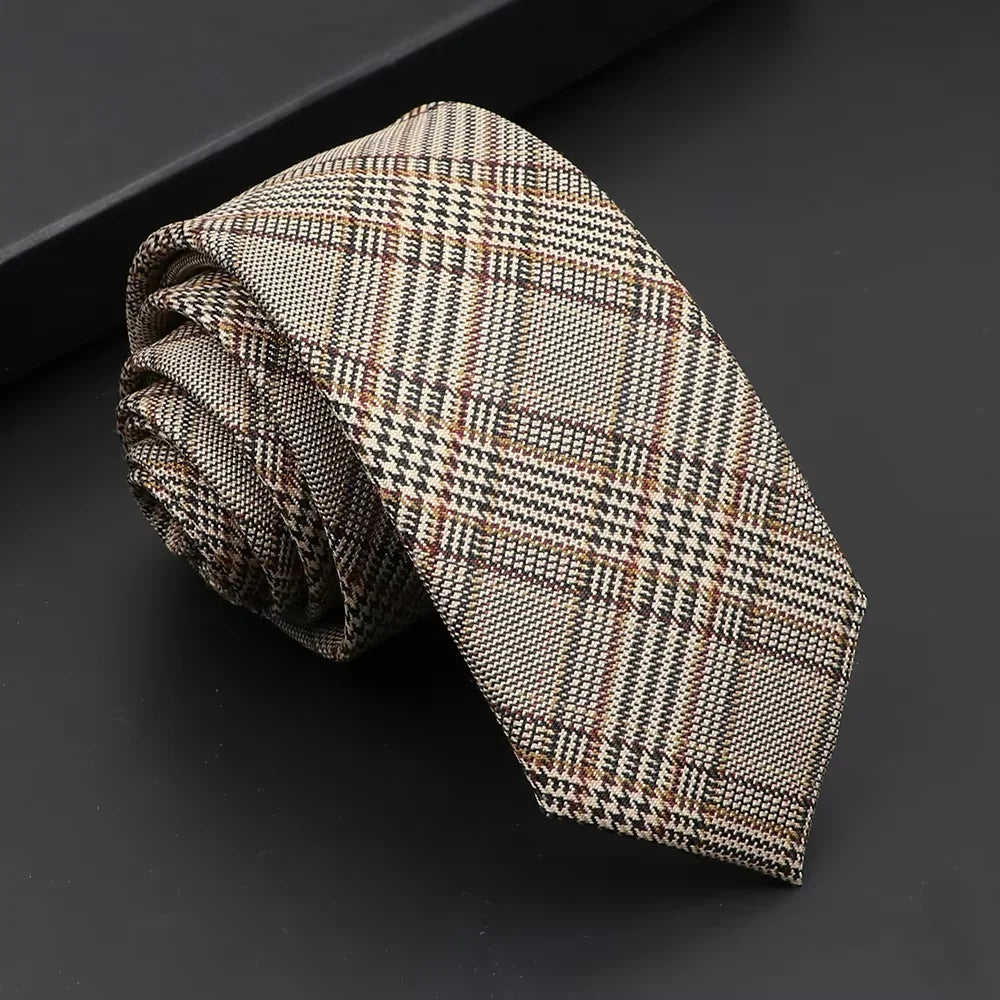 Classic Mens Solid Cotton Handmade 6cm Ties Striped Narrow Collar Slim Necktie Black Red Blue Formal Business Wedding Tie Gift
