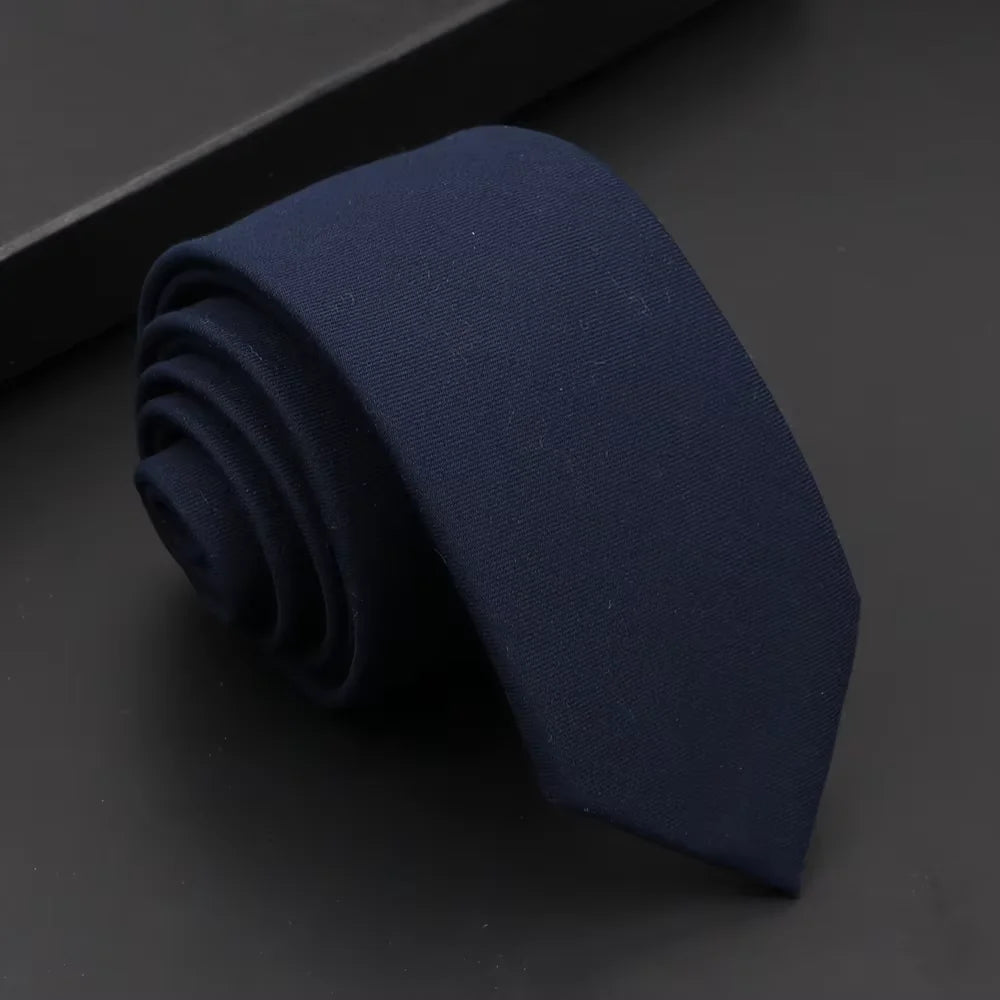 Classic Mens Solid Cotton Handmade 6cm Ties Striped Narrow Collar Slim Necktie Black Red Blue Formal Business Wedding Tie Gift