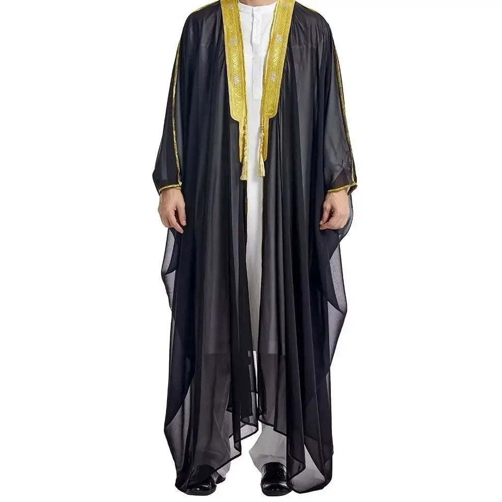 2026 New Middle Eastern Men's Robe Arabic Long Sleeve Cloak for Priests