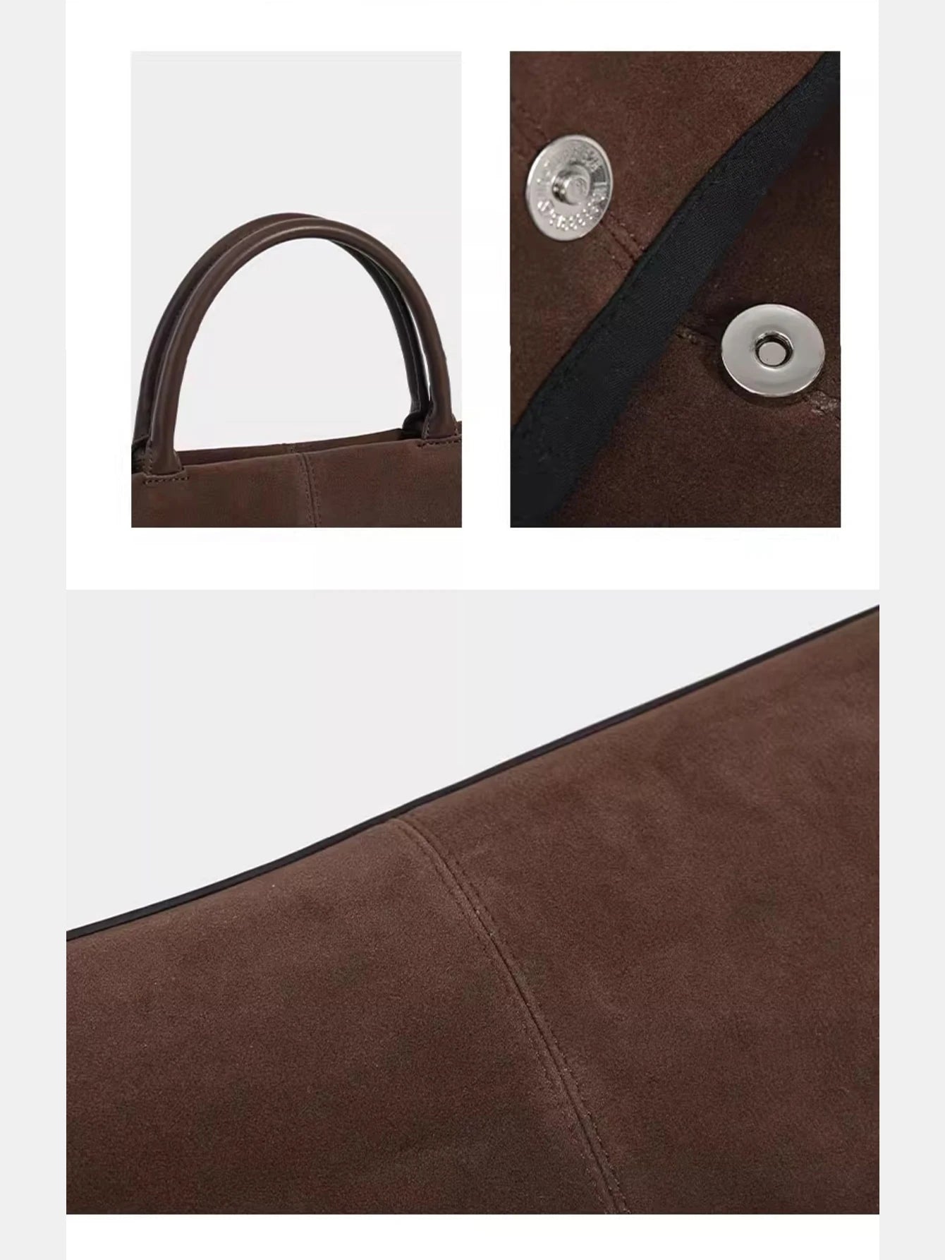 Women's handbag, French retro suede handbag, high-end buckle commuting handbag, suede large capacity crossbody bag,
