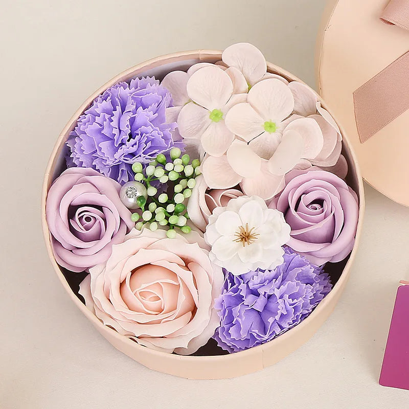 Soap Flower Box Floral Scented Bath Soap Rose Flower Petals Plant Essential Oil Flower Soap Set Mother Lover Birthday Gift Box