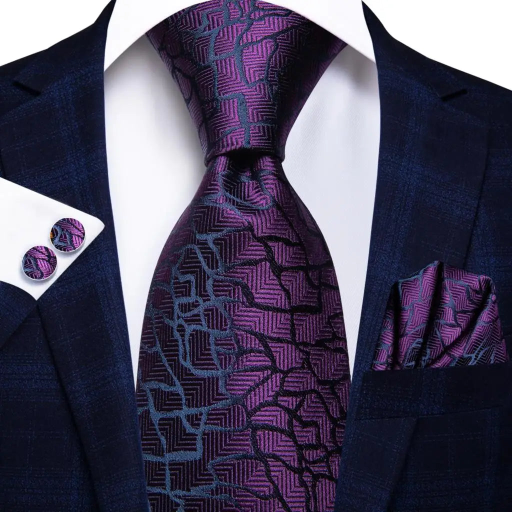 Hi-Tie 63inches Silk Mens Tie Set Extra Long Ties for Men Handkerchief Woven Classic Silk Men's 160cm Necktie Pocket Square Set