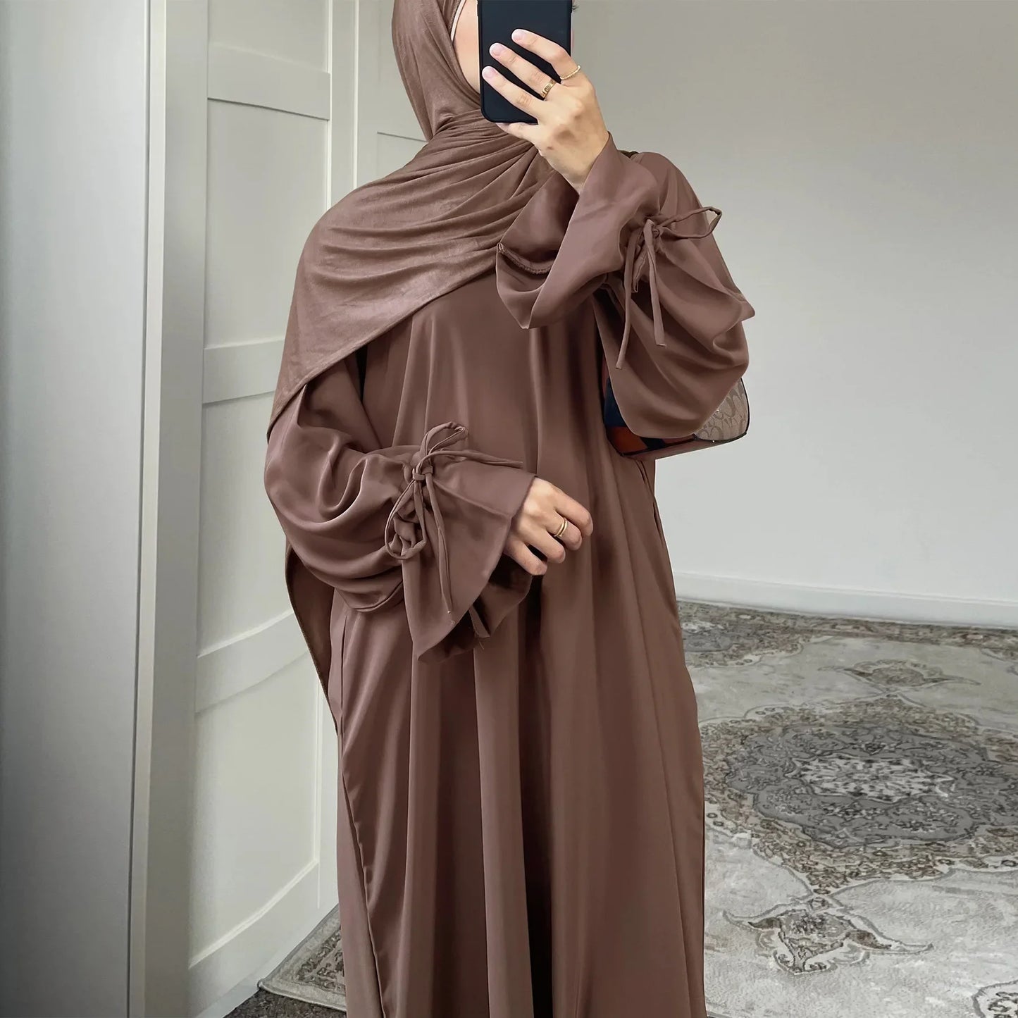 Eid Muslim Dress for Women Abaya Bow Jalabiya Ramadan Lace Up Vestidos Largos Islam Arab Long Robe Morocco Dubai Kaftan 2025