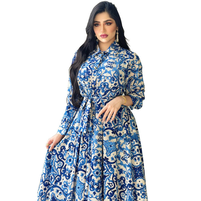 Saudi Long Dresses For Women Floral Abaya Muslim Arabic Wear Long Shirt  Summer Elegance Robe Girl's Clothing