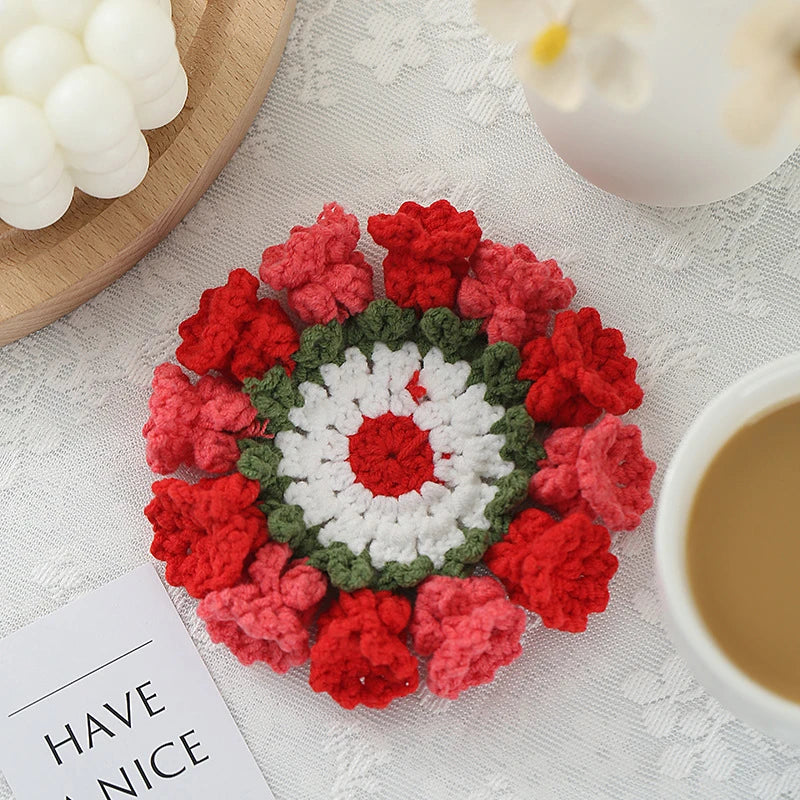 Lily of the Valley Crochet Coaster Flower Placemat Bouquet Cup Pad Coffee Mug Mat - Unique Mother's Day Gift