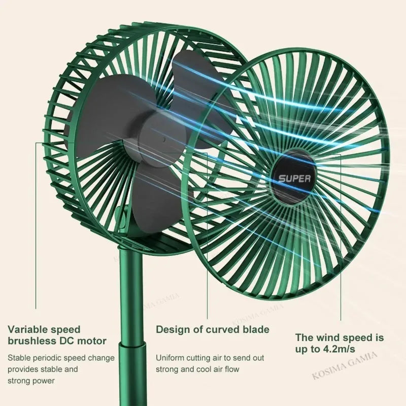 Mini Desktop Foldable Fan Portable Household USB Rechargeable Retractable Mute Fan Electric Adjustable LowNoise Long Standby Fan