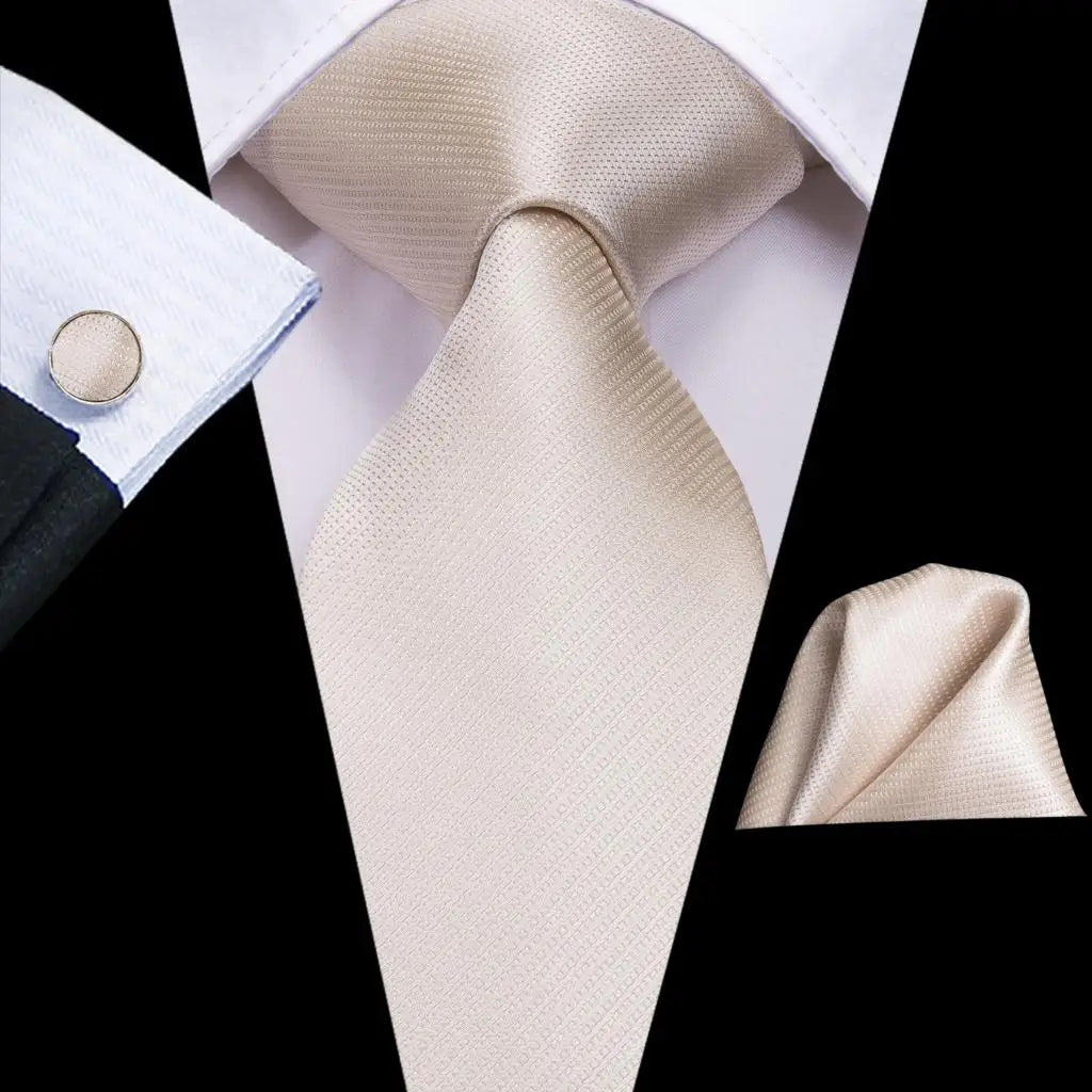 Hi-Tie Champagne Floral Paisley Silk Elegant Tie For Men Groom Wedding Men Necktie Pocket Square Cufflink Accessory Wholesale