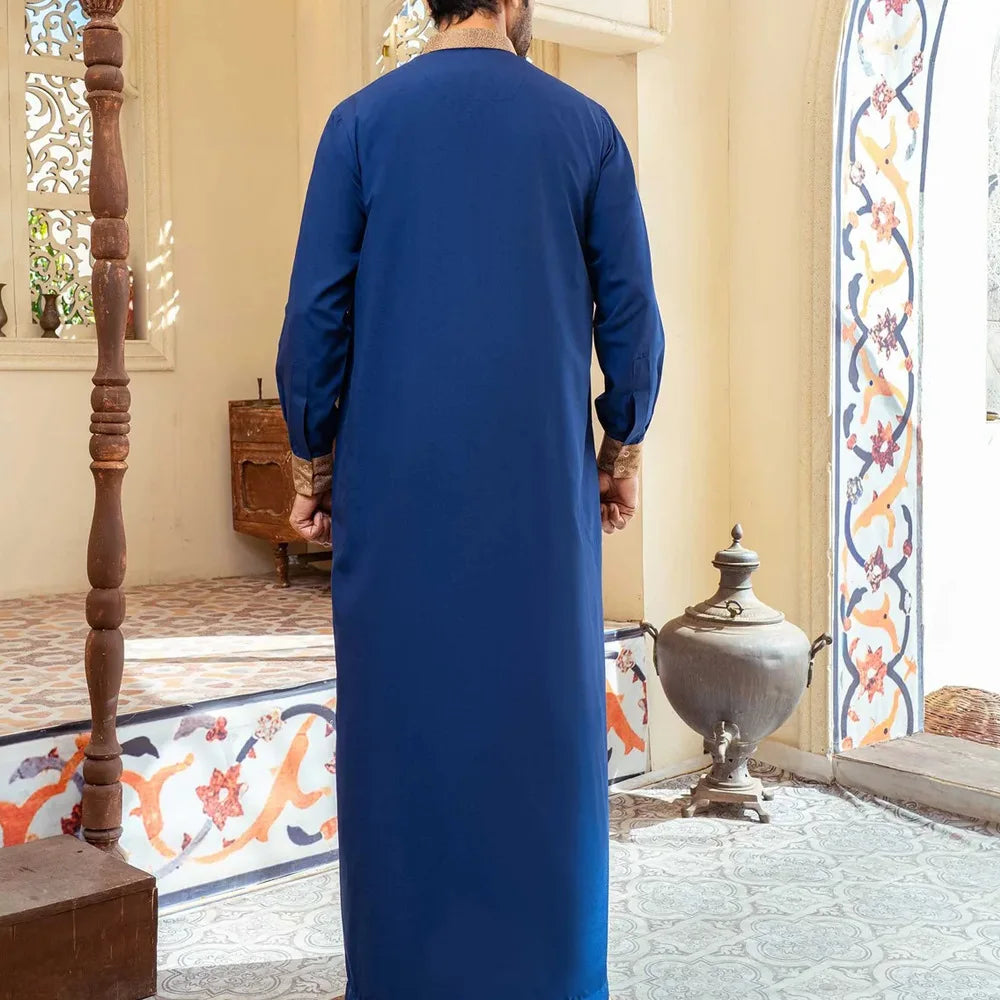 Mid East Islamic Men Clothes Muslim Fashion Abaya Men Embroidered Loose Stand Collar Long Robe Ethnic Style 2026 Man Jubba Thobe