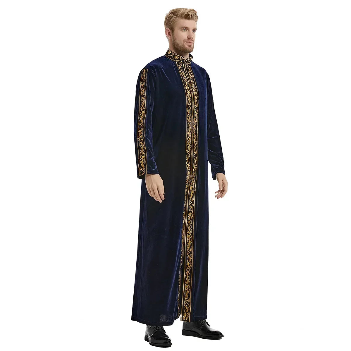 Muslim Men Jubba Thobe Islamic Clothing Velvet Kaftan Thoub Arabic Saudi Robe Dress Jubah Caftan Thawb Ramadan Gown Middle East