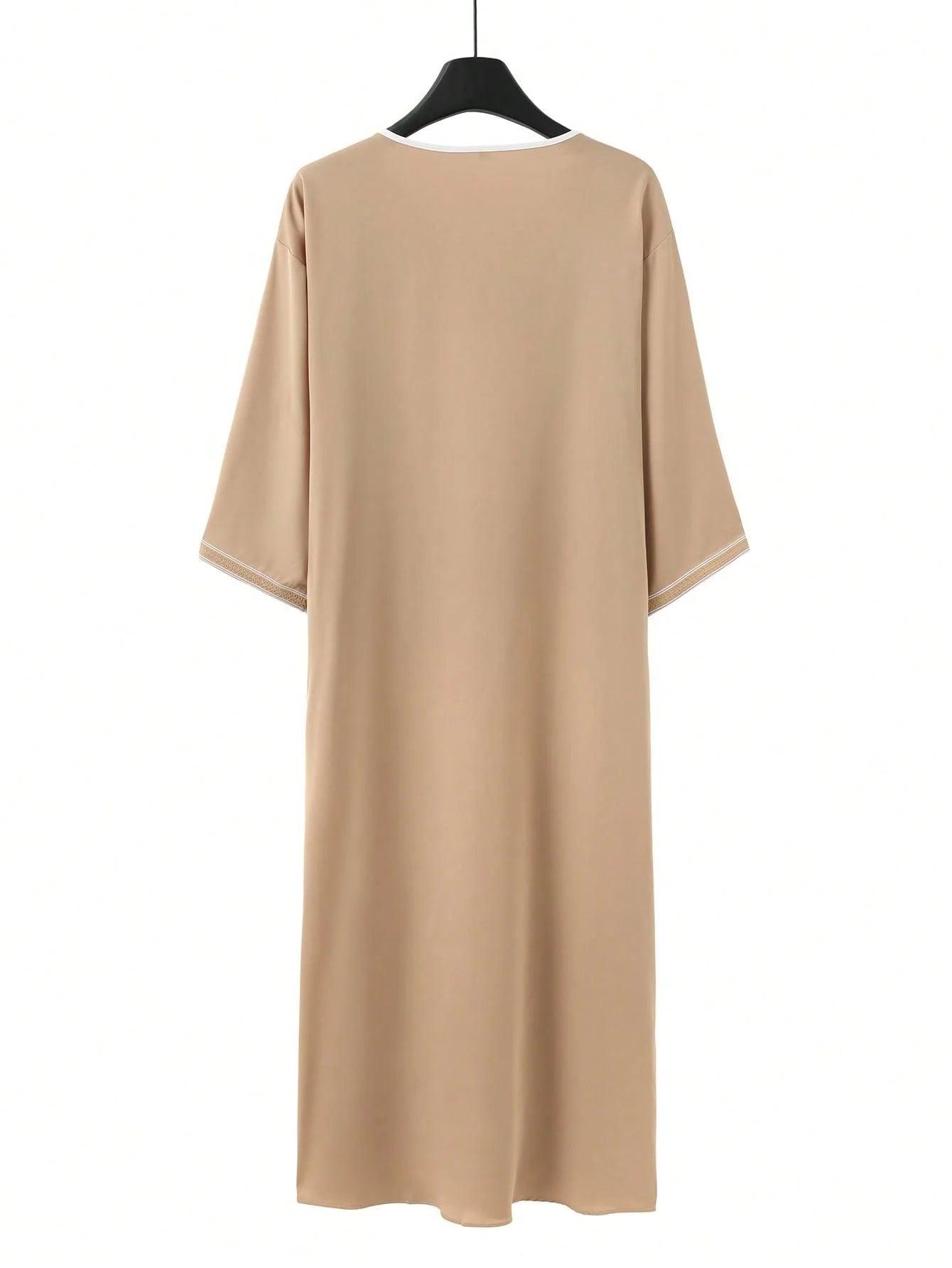 Apricthobe Middle Eastern men's side-pocket robe and jubba Thawb men's plus-size Muslim casual embroidered Arab robe