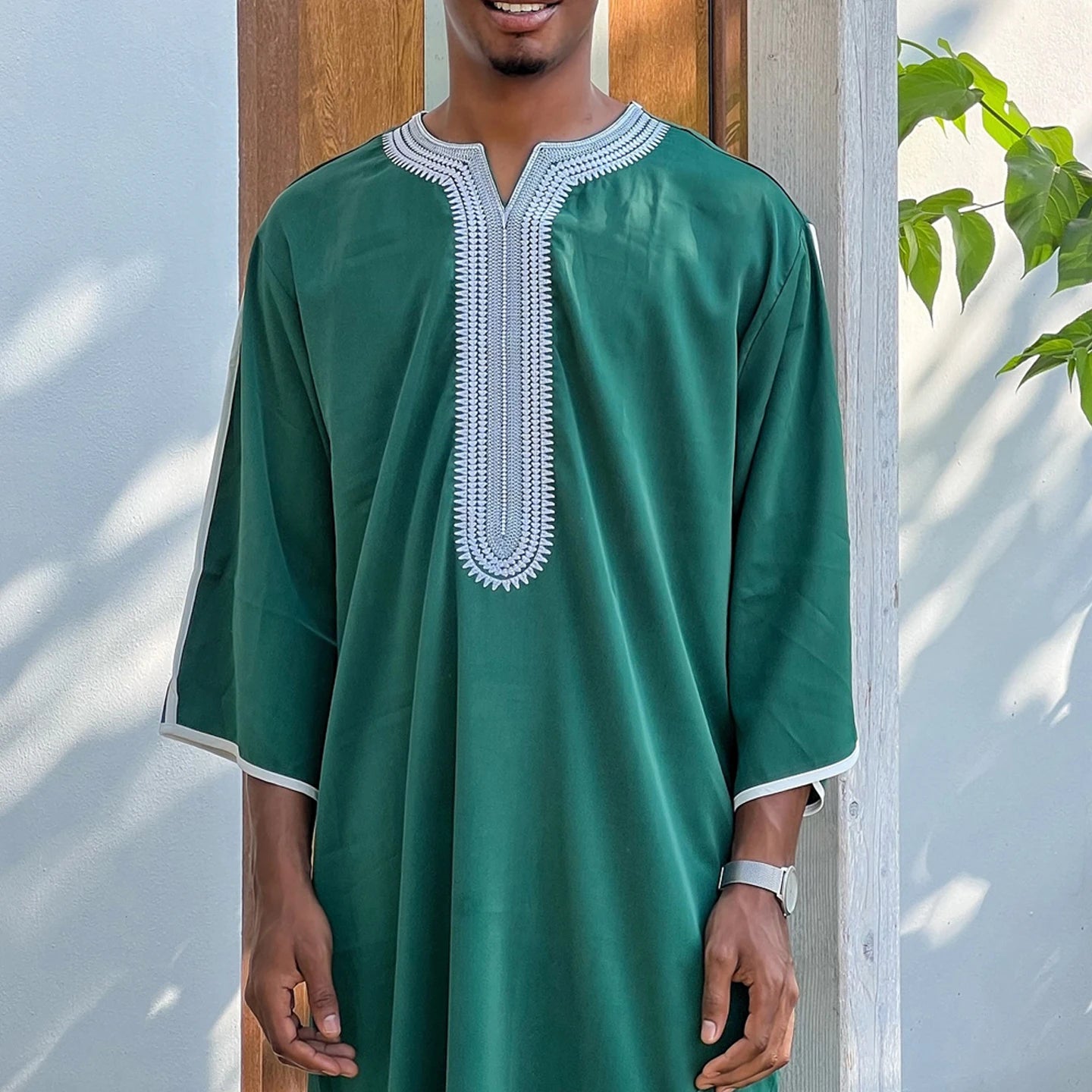 Muslim Men's Robes Loose Embroidered Robes Arabic Thobe Ethnic Style Traditional Casual Thawb Islamic Prayer Clothes Moroccan Dr