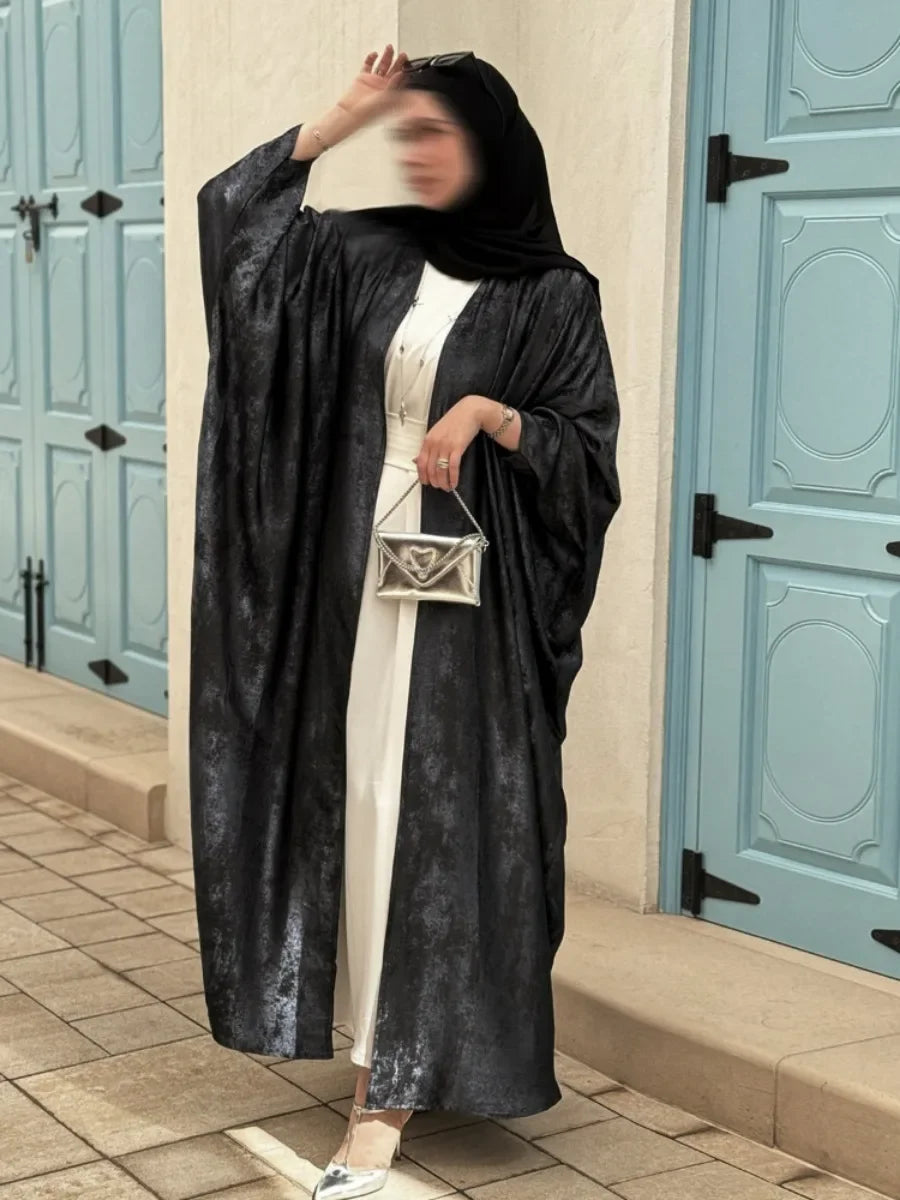 Eid Sliky Abaya Muslim Party Dress Women Ramadan Abaya Bat Sleeve Belt Morocco Kaftan Vestidos Largos Dubai Robe Jalabiya 2026