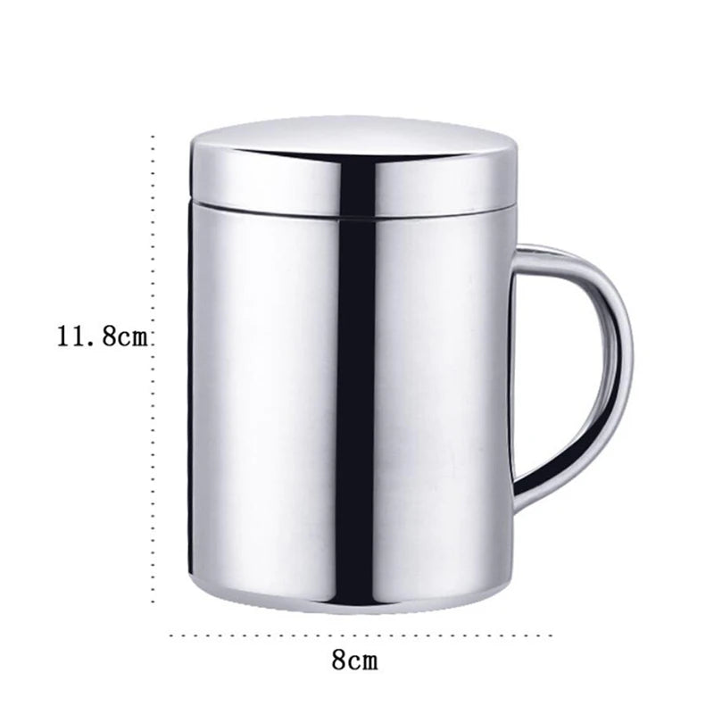 Double Wall Stainless Steel Coffee Mug with lid Portable Cup Travel Tumbler Jug Milk Tea Cups Office Water Mugs