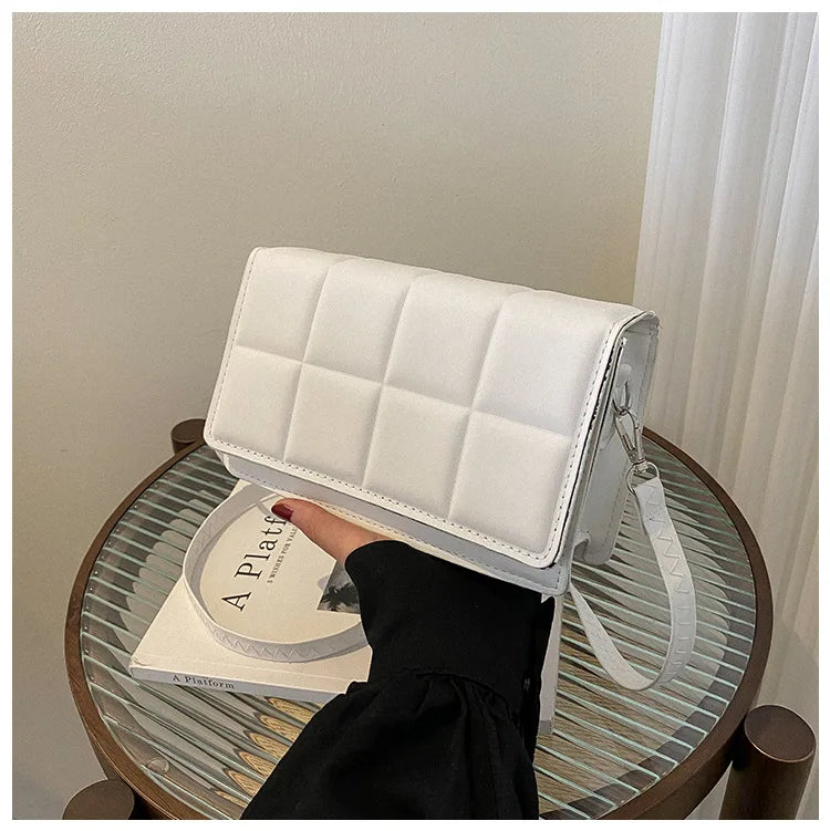 Trendy Classic Solid-Colour Minimalist Fashion Handbag Popular New Style Compact Square Bag PU Handheld Crossbody Shoulder Bag