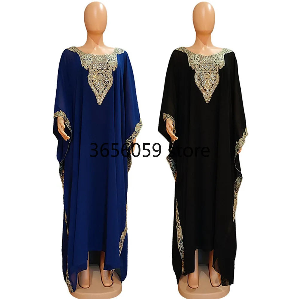 Ramadan Muslim Kaftan Abaya Dress Women Dubai Elegant Gowns Outfits African Chiffon Maxi Dress Boubou Robe Djellaba Femme