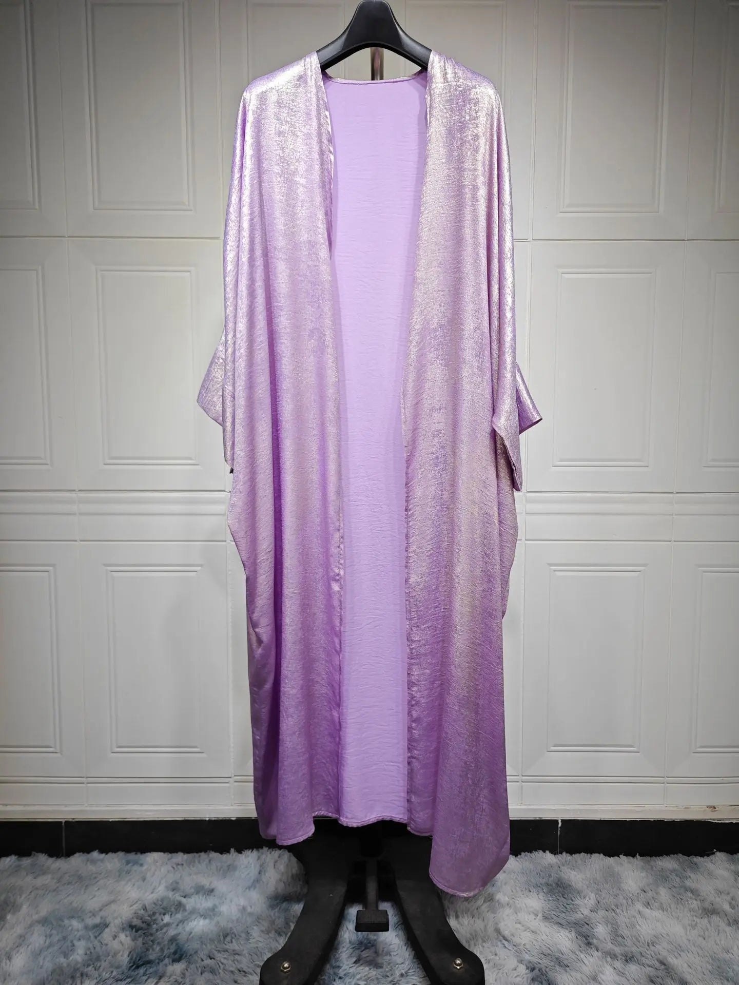 Shiny Satin Open Kimono Abaya 2025 Ramadan Dubai Luxury Muslim Kaftan Dress for Women Islam Clothing Robe Femme Musulmane