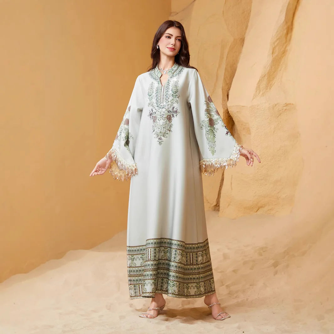 Eid Dress Abaya Women Muslim Kaftan Party Dresses Jalabiya Tassel Vestidos Ramadan Morocco Dubai Abayas Islam Arab Long Robe