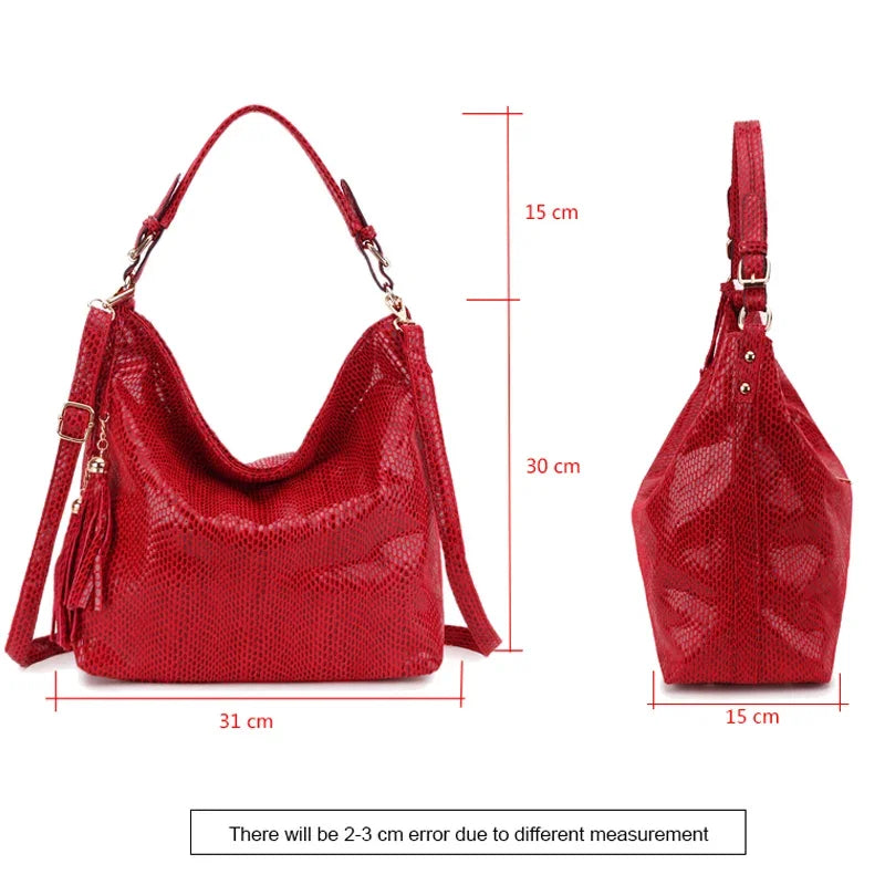 Women Shoulder Bag Girl Handbag Hobo Tassel  Big Black Ladies Hand Bag Female Casual Multifunctional Crossbody Bags for Woman