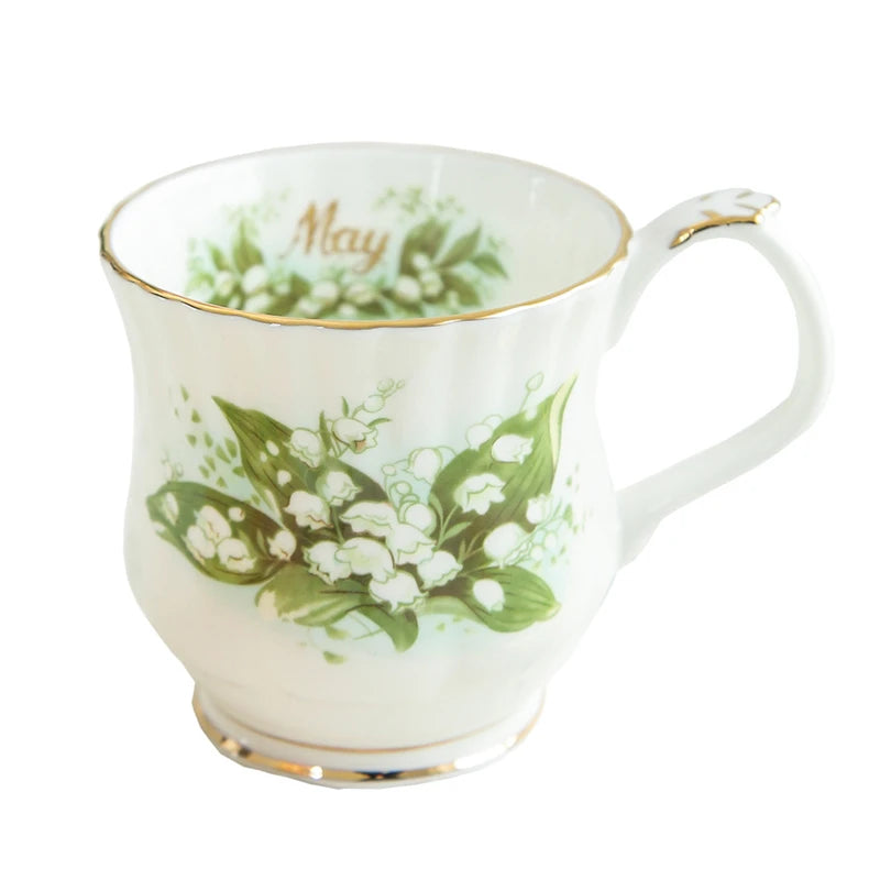 Retro Coffee Mug Ceramic Exquisite Seasonal Flower Printed Couple Cup Bone China Creative Gift Home Drinkware Breakfast Milk Mug