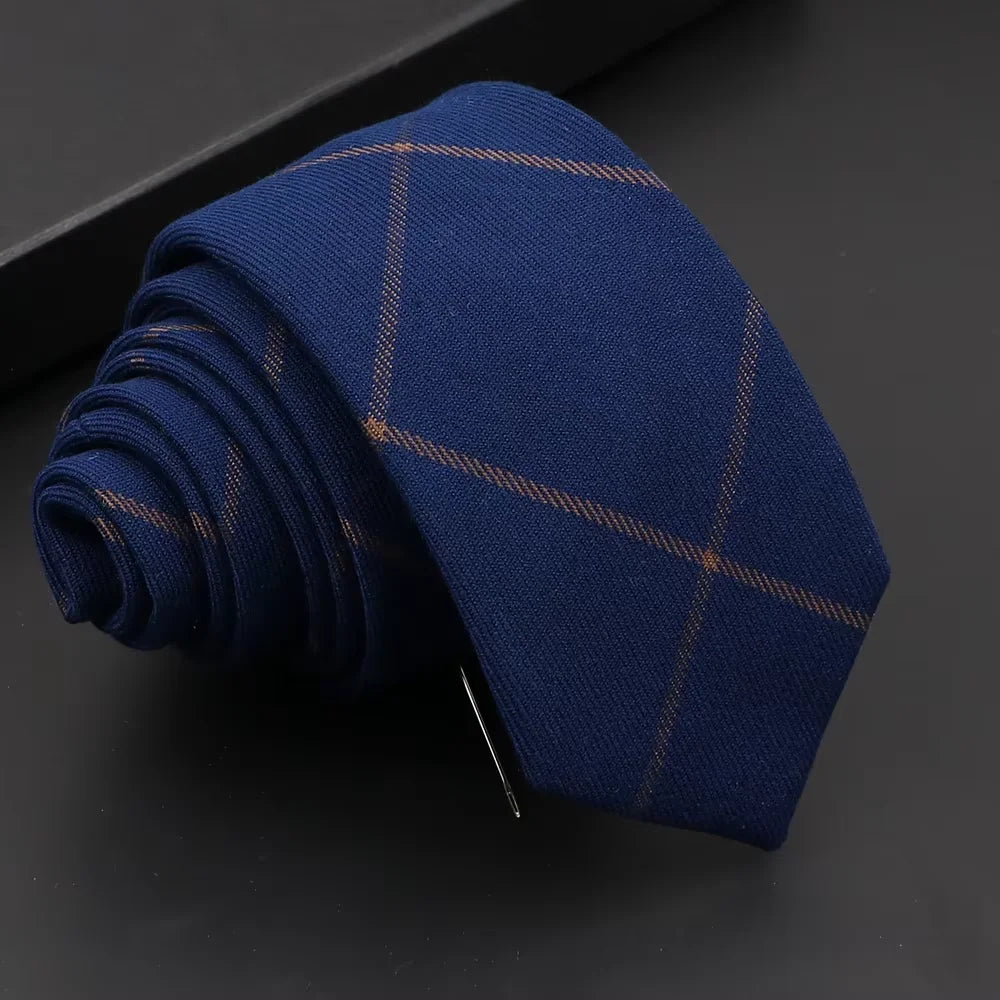 Classic Mens Solid Cotton Handmade 6cm Ties Striped Narrow Collar Slim Necktie Black Red Blue Formal Business Wedding Tie Gift