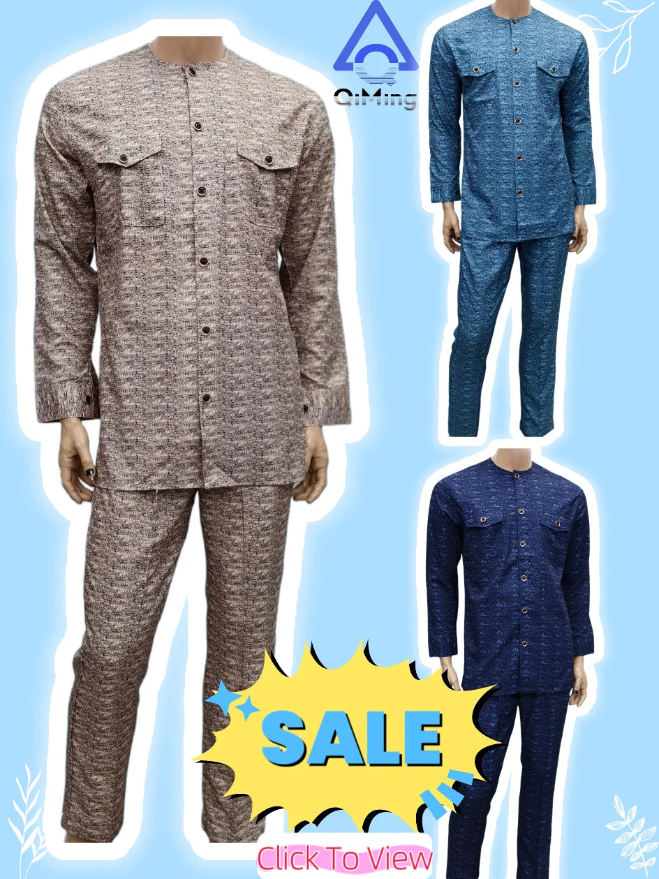 African Muslim Islamic Men's Modern Fashion Prayer Eid Robe Long Sleeve Round Neck Embroidered Arabian Jubba Thobe Clothing