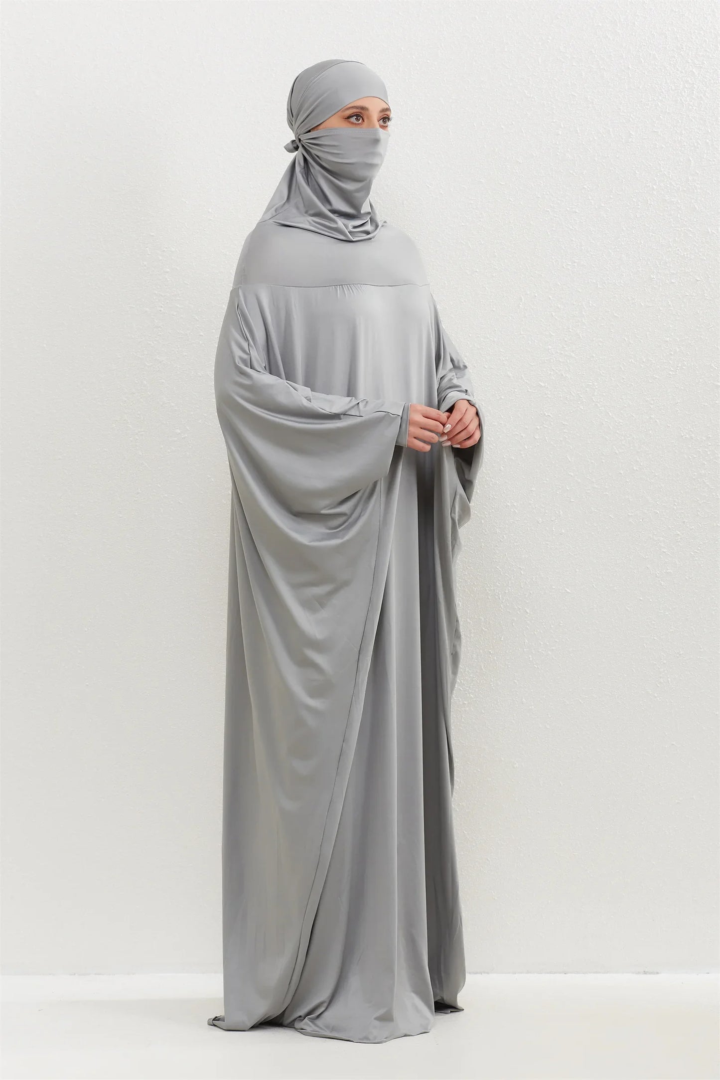 Muslim Abayas Hijab Smocking Sleeve One-piece Prayer Dress Women Jilbabs Hooded Kaftans Islamic Dubai Saudi Robe Turkish Modesty