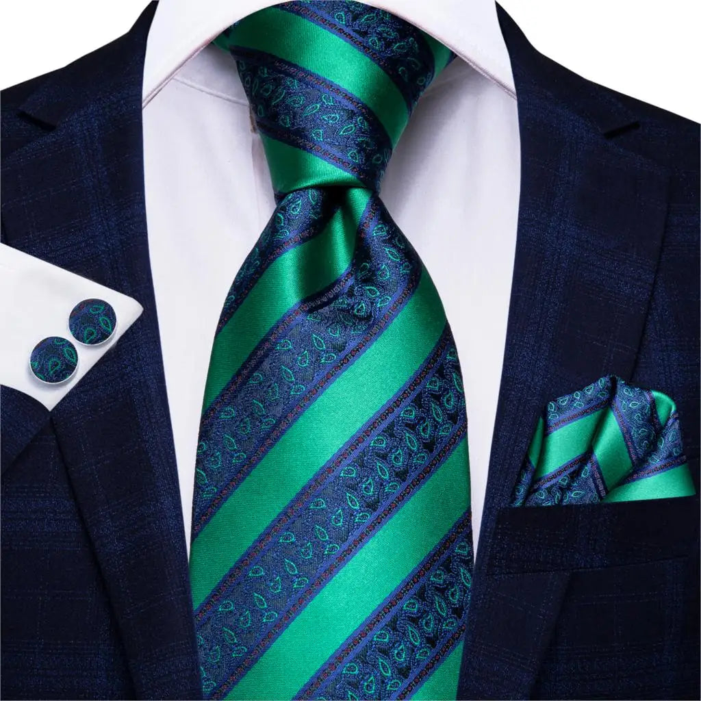 Hi-Tie Blue New Fashion Business Paisley Silk Men's Tie NeckTie 8.5cm Ties for Men Formal Luxury Wedding Quality Gravata