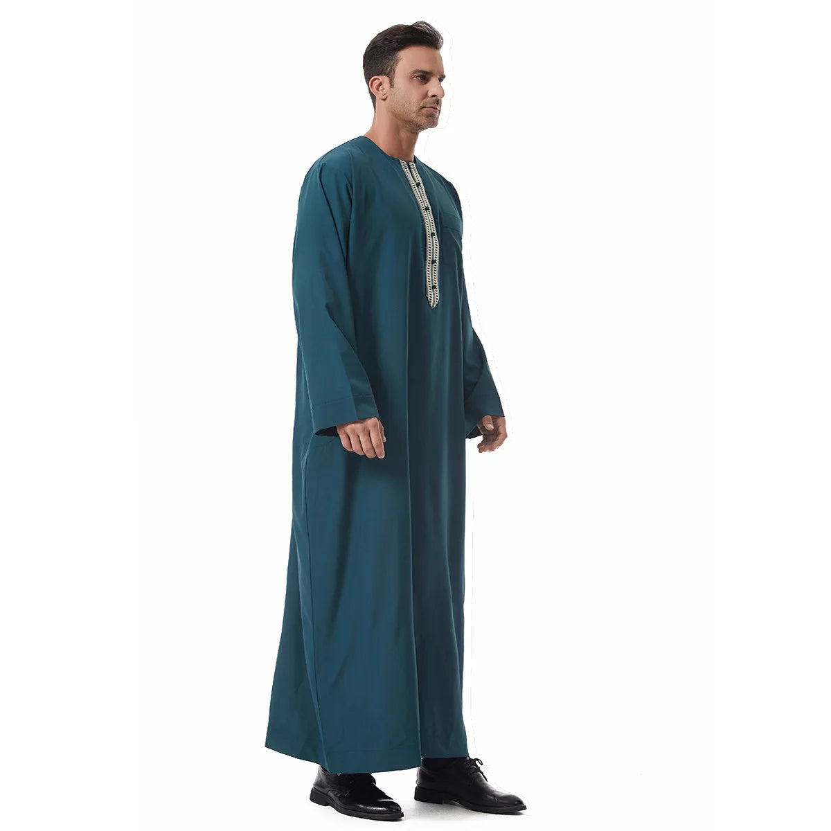 Thobes for Man Muslim Dress Islam Clothing Saudi Arabic Robe Jubba Thobe Eid Djellaba Long Sleeve Embroidery Daffah Dishdasha