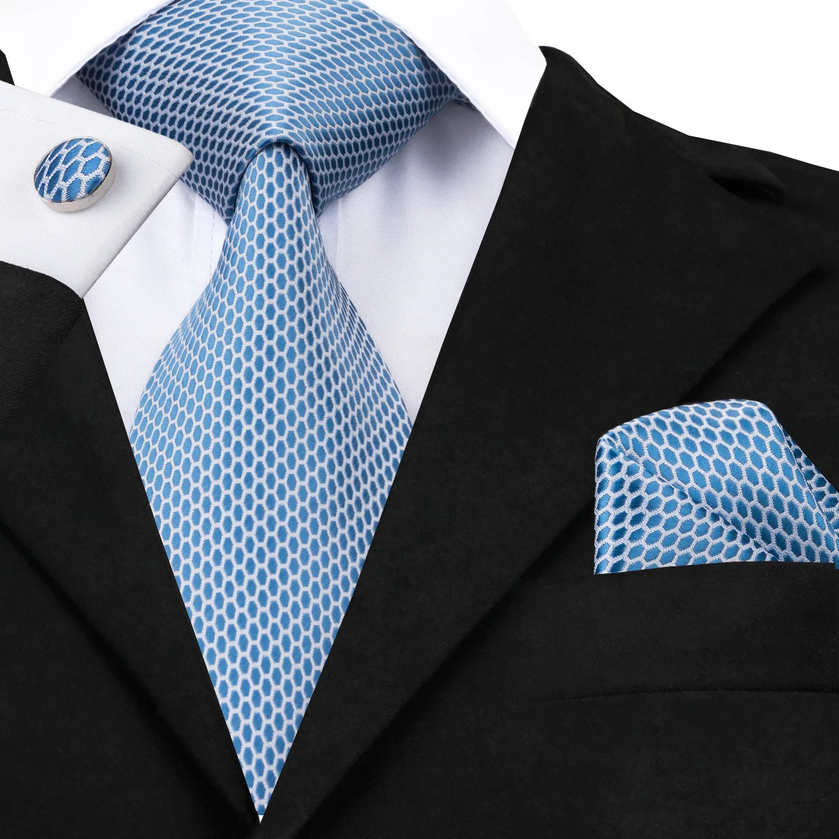 Hi-Tie New Clasic Grey Tie for Men Silk Fabric Jacquard Woven Tie Hanky Cufflinks Set for Men Designer Fashion Silk Ties SN-1466