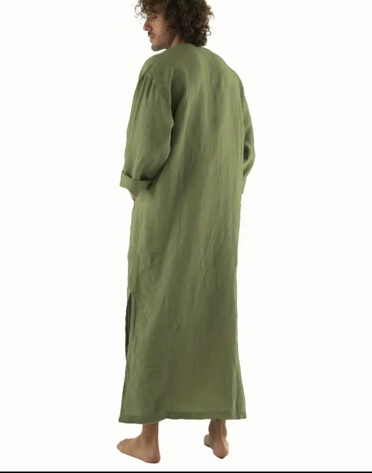 2026 Arabic Style Long Men's Stand Collar Button Muslim Robe for Men