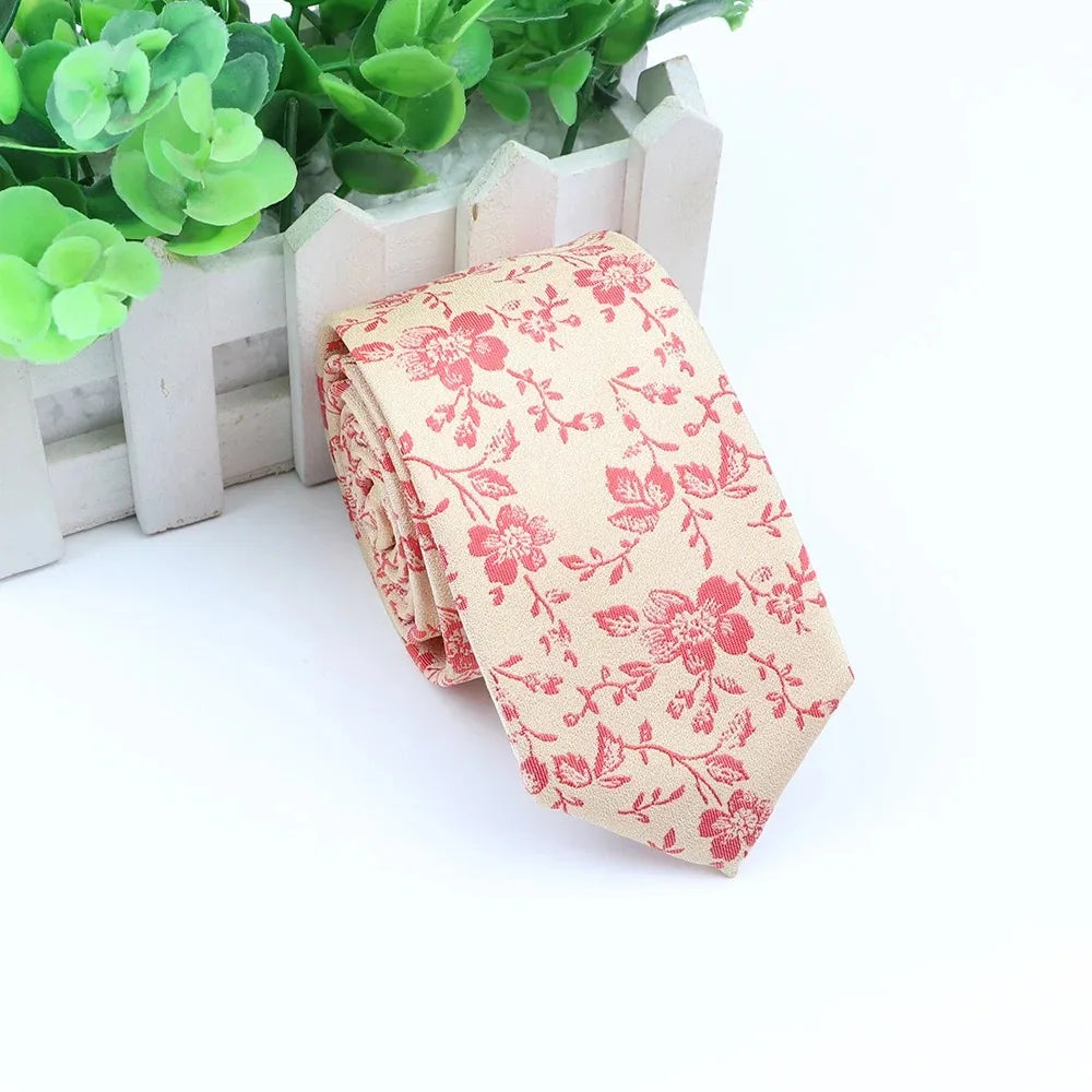 Men's 6cm Elegant Jacquard Weave Tie Vintage Embroidery Flower Rendering Pattern Necktie Business Wedding Party Accessories Gift