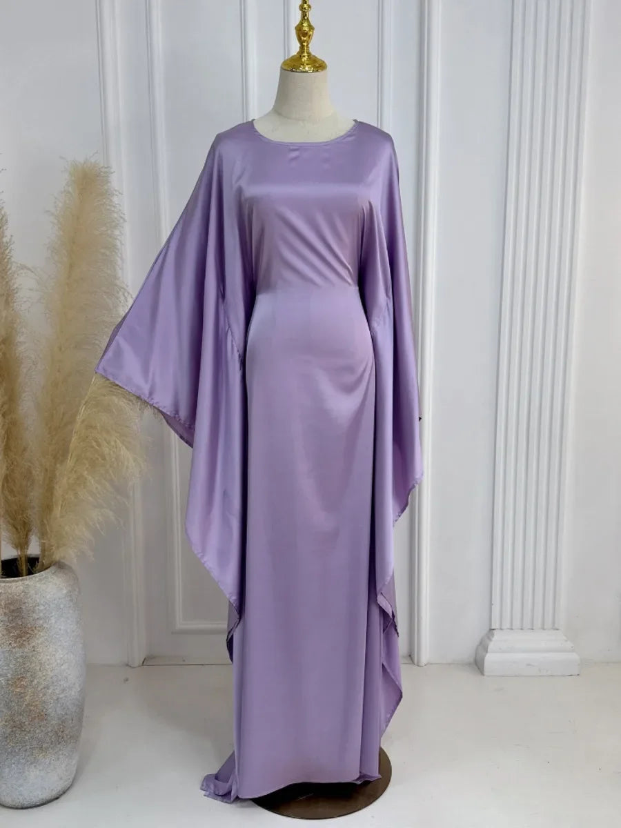 Eid Modest Bat Sleeve Muslim Party Dress for Women Ramadan Abaya Long Dress Kaftan Vestidos Largos Dubai Robe Jalabiya 2024