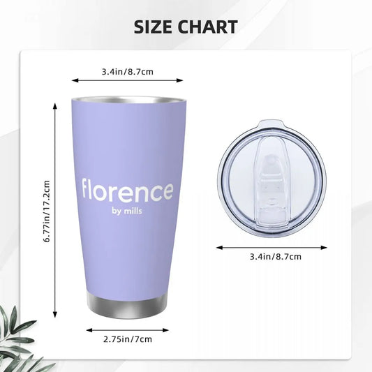 Florence By Mills Stainless Steel Tumbler Vacuum Insulated Mug Thermal Cold Cup Straw With Lid 20oz