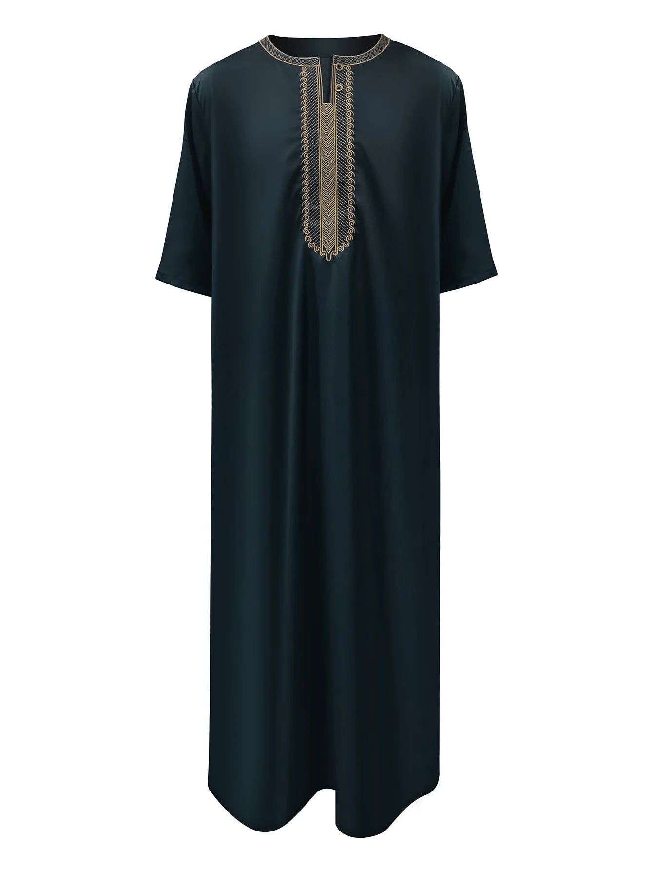 2026 New Men's Muslim Thobe Mid Long Sleeve Arab Ethnic Retro Vintage Loose Fit Islamic Robe Abaya Dubai Saudi Ramadan Eid