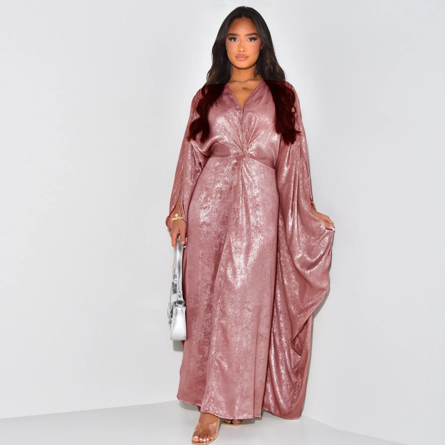 Modest Muslim Batwing Sleeve Gradient Color Tassel Kaftan Eid Al Adha Party Evening Dresses Moroccan Turkey Dubai Abaya Islam