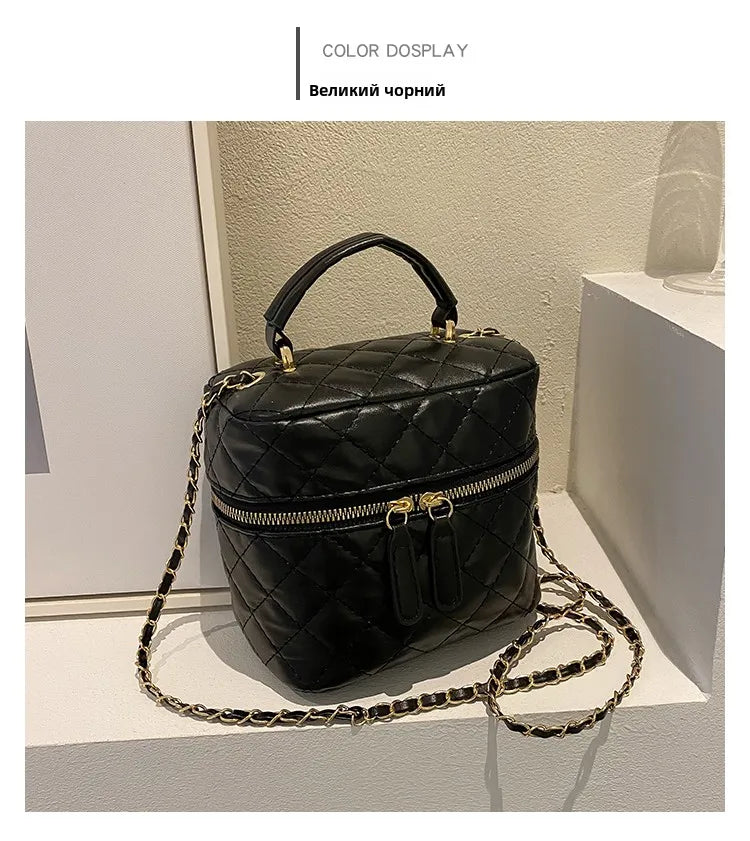 Trendy  Buet Handbag Women's Crossbody Bag Luxury Feel Small  Design Handbag Soft PU Leather Zipper Closure Casual