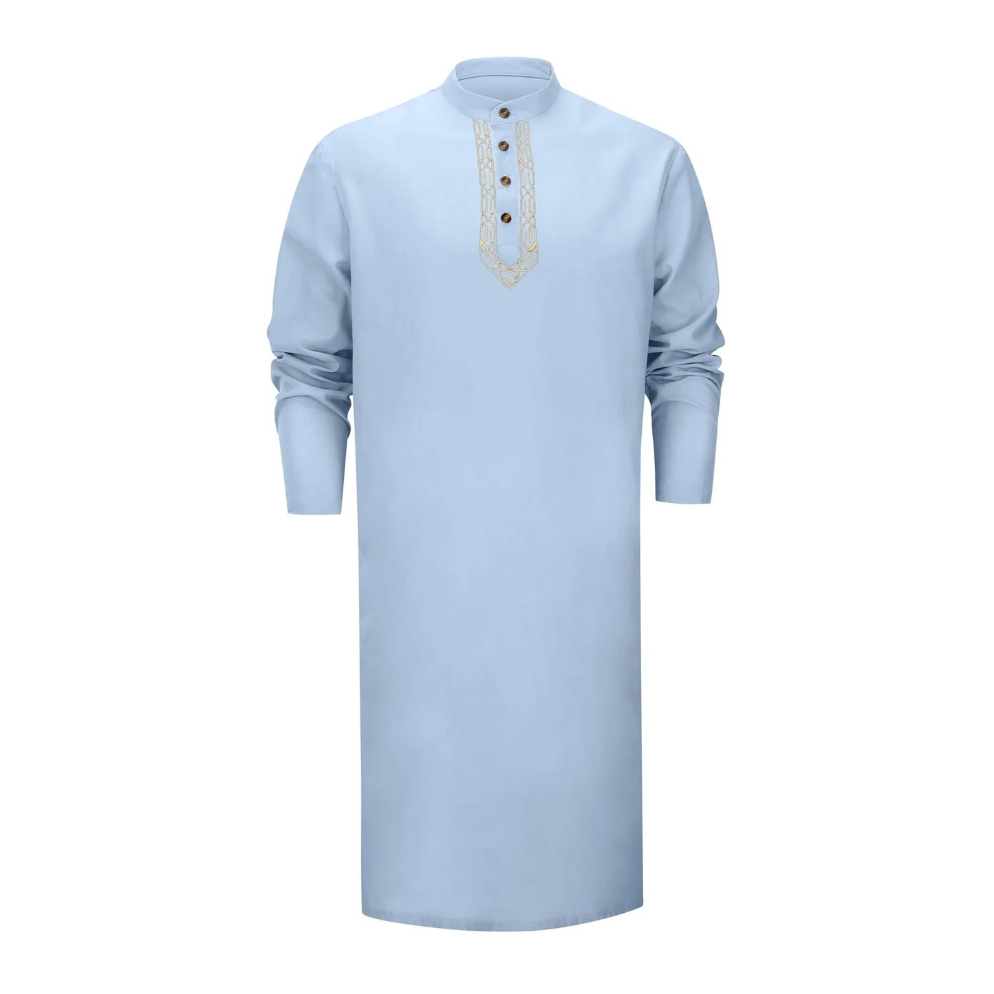 Eid Muslim Shirt Men Modest Tops Long Sleeve Button Embroidery Dubai Saudi Prayer Kaftan Robe Male Shirts Islamic Ramadan