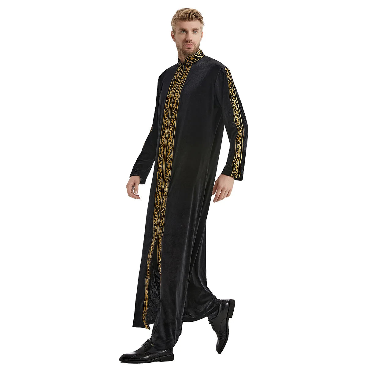 Muslim Men Jubba Thobe Islamic Clothing Velvet Kaftan Thoub Arabic Saudi Robe Dress Jubah Caftan Thawb Ramadan Gown Middle East