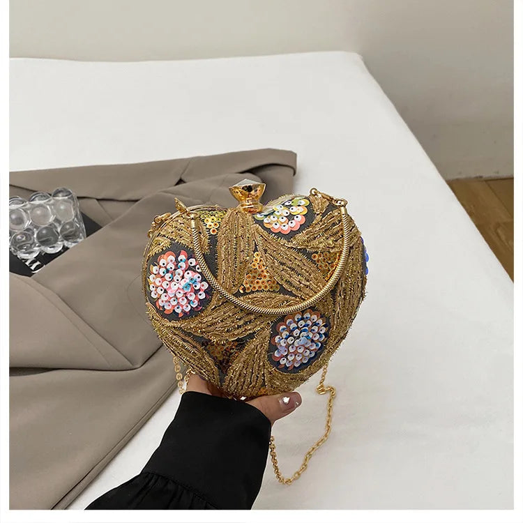 Women's Handbag2025New European and American fashion sequin shoulder baginsInternet Celebrity Retro Handheld Evening Bag