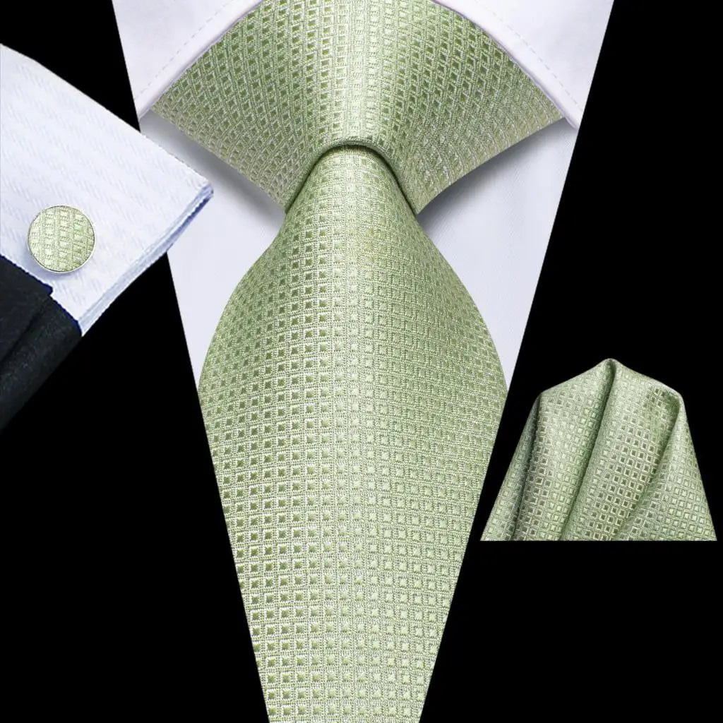 Hi-Tie Teal Green Floral Mens Fashion Necktie Handkerchief Cufflinks for Tuxedo Accessory Classic Silk Luxury Tie for Man Gift