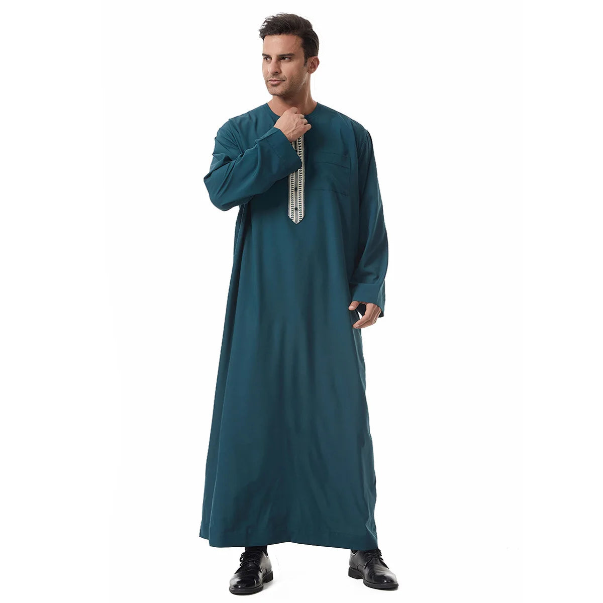 Thobes for Man Muslim Dress Islam Clothing Saudi Arabic Robe Jubba Thobe Eid Djellaba Long Sleeve Embroidery Daffah Dishdasha