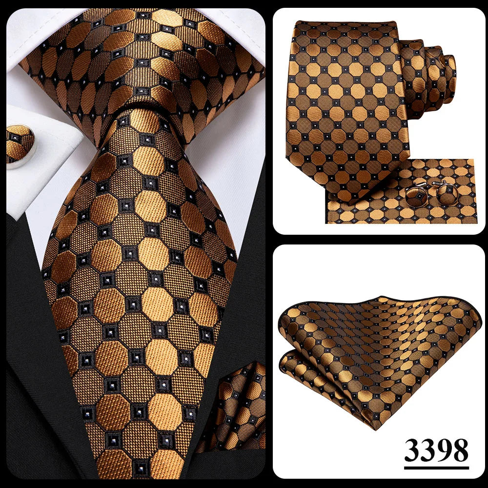 Hi-Tie Psialey Black Gold Silk Elegant Tie For Men Groom Wedding Men Necktie Pocket Square Cufflink Accessory Wholesale Designer