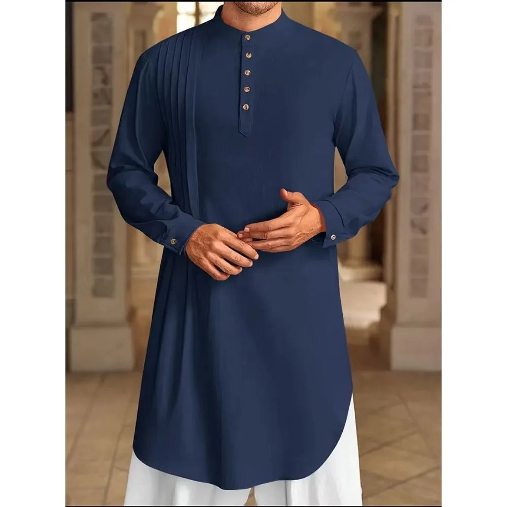 Muslim Men's Shirt  Arabic Button Up Shirt Middle Eastern and Malaysian Islamic Long Robe Suitable for Daily Prayer Robe