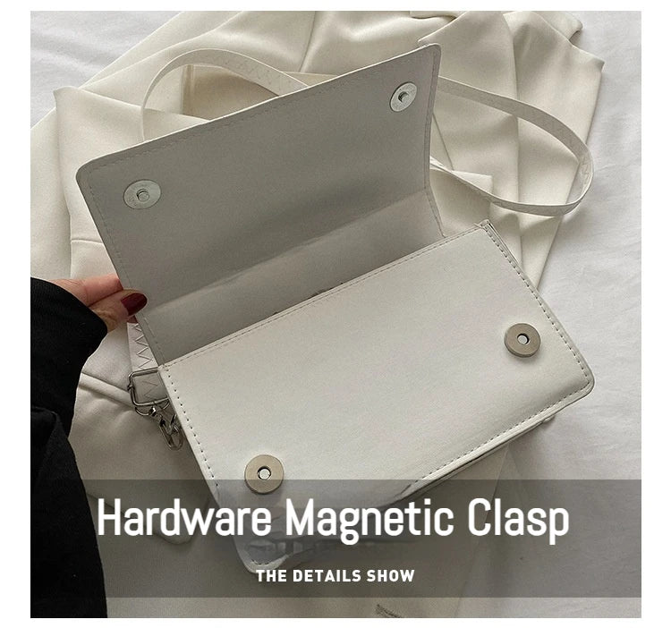 Trendy Classic Solid-Colour Minimalist Fashion Handbag Popular New Style Compact Square Bag PU Handheld Crossbody Shoulder Bag