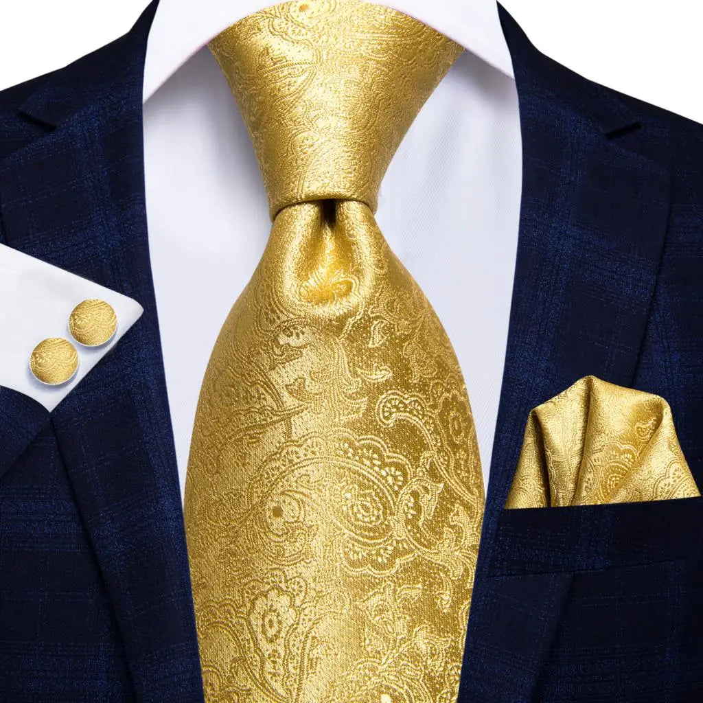 Hi-Tie 63inches Silk Mens Tie Set Extra Long Ties for Men Handkerchief Woven Classic Silk Men's 160cm Necktie Pocket Square Set