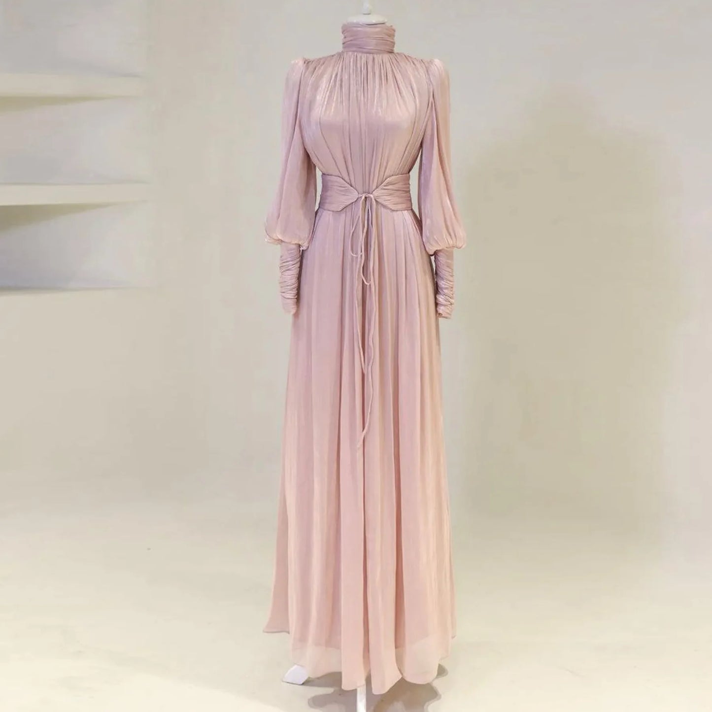 Eid Abaya Modest Muslim Dresses for Women Cuff Sleeves Wrinkle Evening Party Maxi Dress Jalabiya Islamic Clothing Kaftan Robe