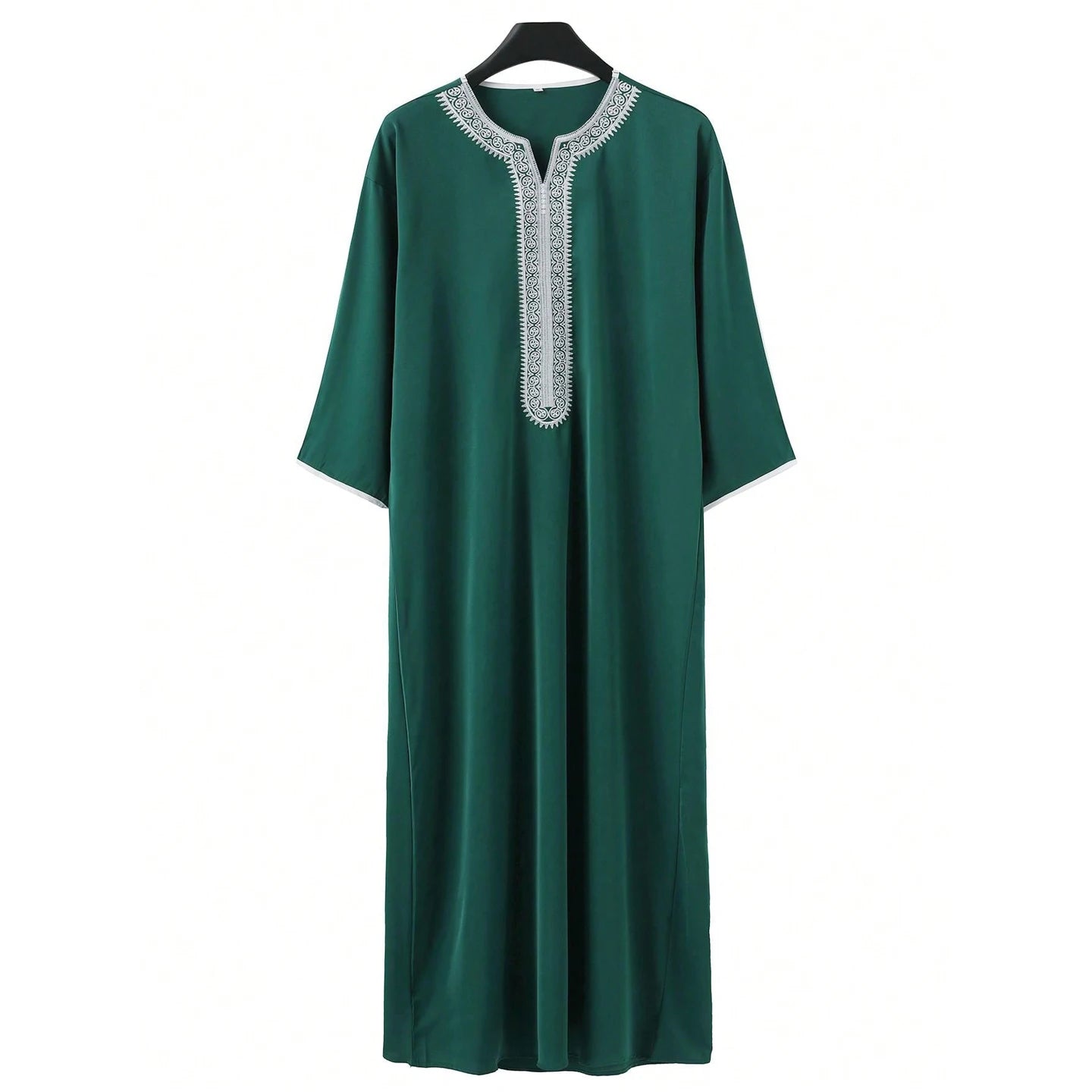 New Islamic Muslim Men's Thobe Long-sleeved Classic Embroidery Robe Arabic Ethnic Style Men's Casual Formal Robe Prayer Dress
