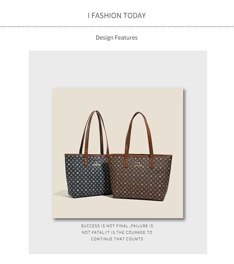 New women's cross-border fashion handbag, large-capacity shoulder bag, versatile and classic tote for commuting