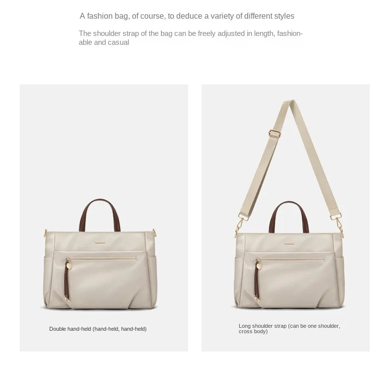 GOLF Women's Handbag Elegant Briefcase Tote Woman Business Leather Handle Nylon Lightweight 15 inch Shoulder Bag Multi Pockets